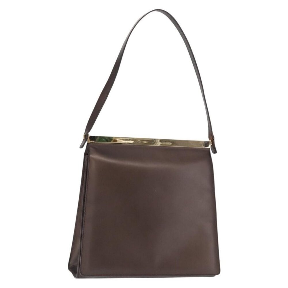 Authentic GUCCI Shoulder Bag Leather Gold Metallic brown 001 2058 1920 0